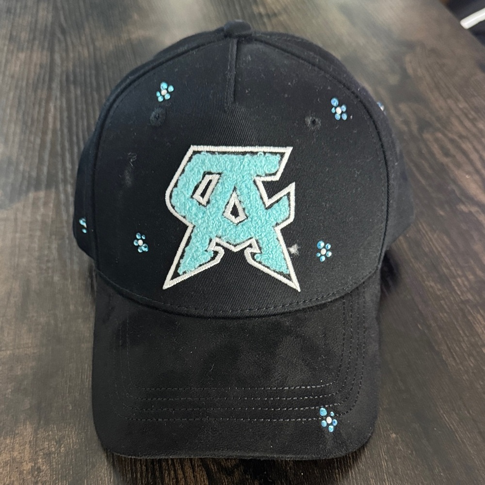 Black Cap with Blue Dandy Embroidery
